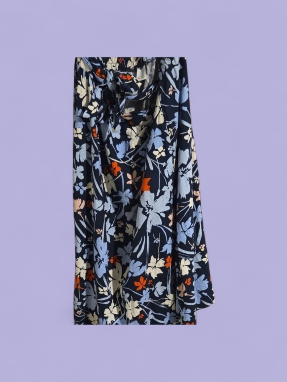 Floral Women's Skirt - Blue, Orange, White